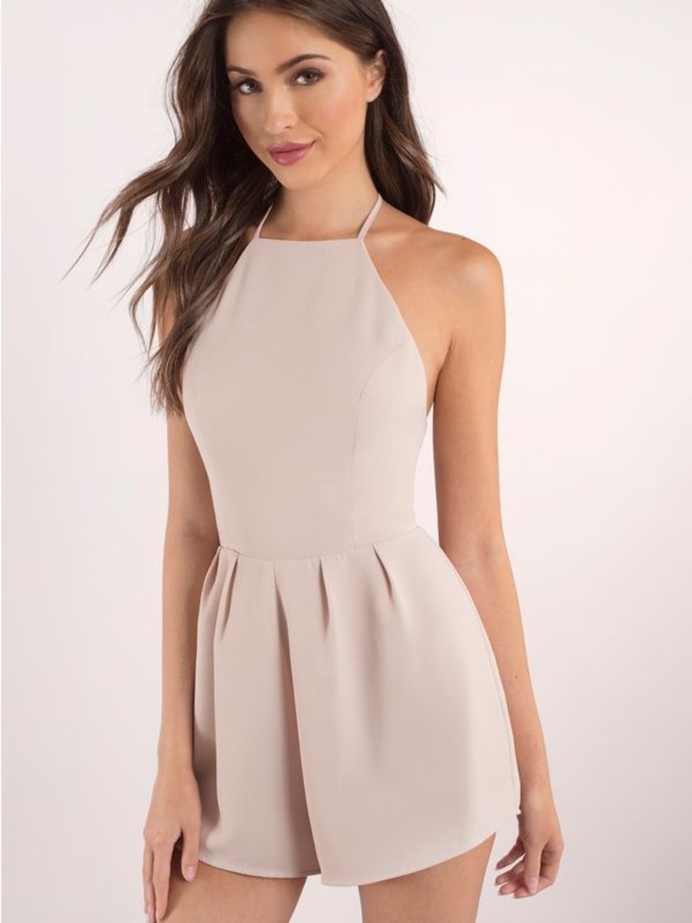 Tobi Pale Pink Halter Romper Dress